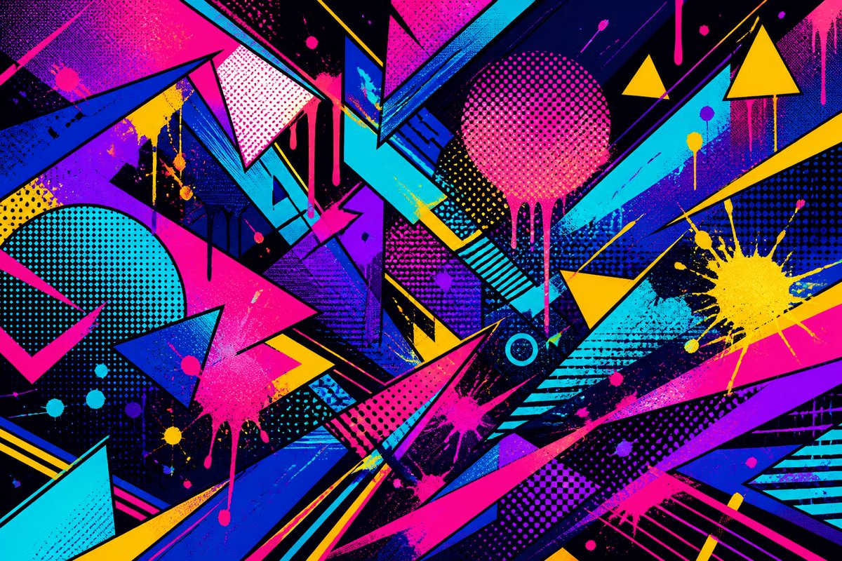 波普艺术街头抽象背景 / Pop Art Street Abstract Background，角色设计，霓虹、插画、角色，案例输出图 2