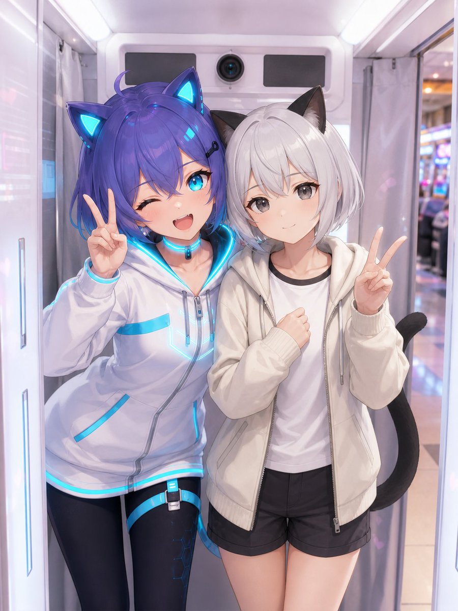 置身于真实大头贴机中的动漫角色 / Anime Characters in Real Purikura Booth，角色设计，人像、角色、二次元，案例输出图 1