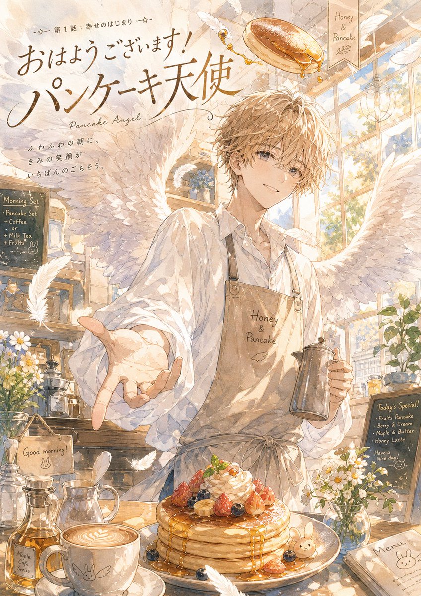 Pancake Angel Cafe 封面 / Pancake Angel Cafe Cover，角色设计，人像、海报、插画，案例输出图 1