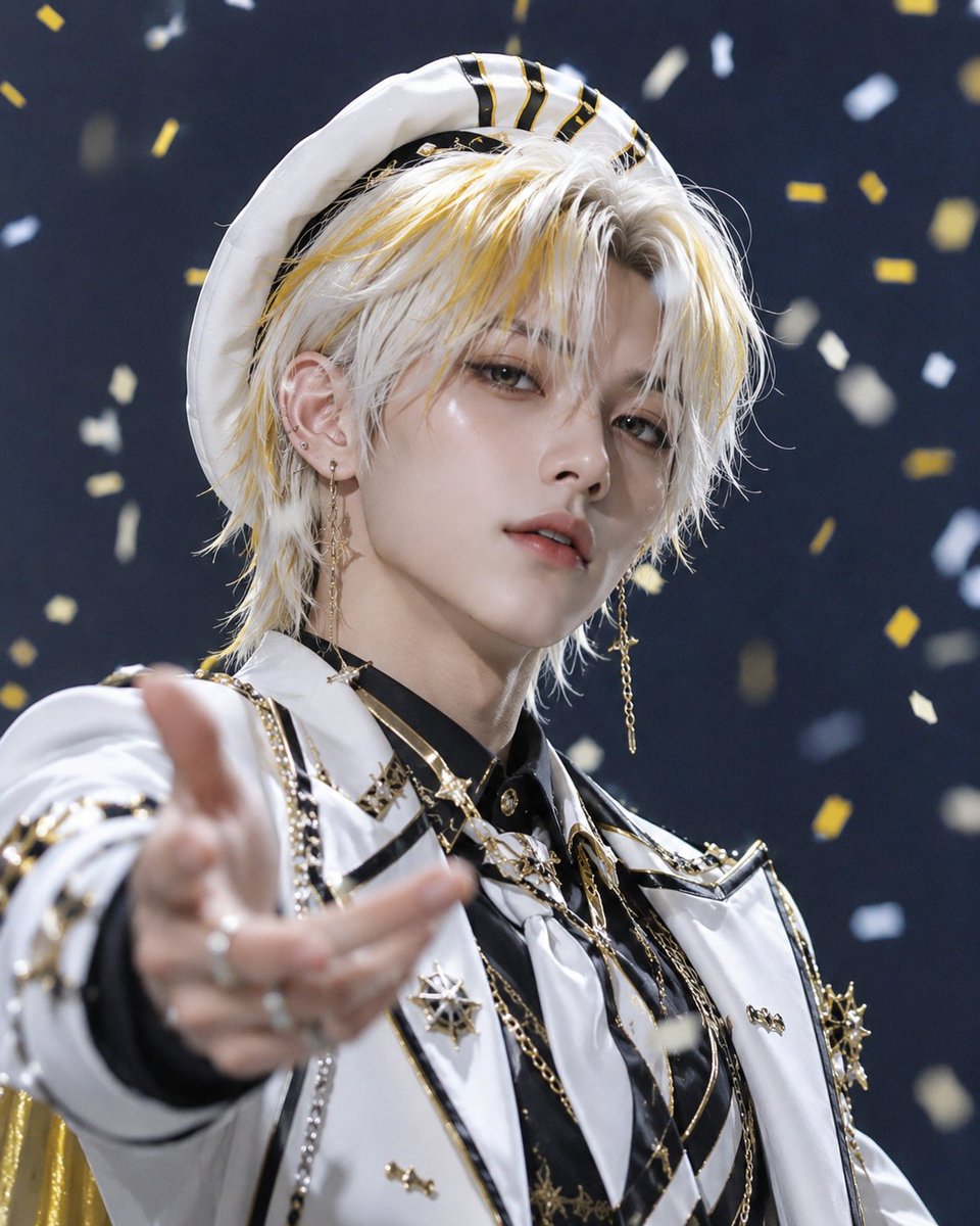 蒙面偶像演唱会肖像 / Masked Idol Concert Portrait，人像与摄影，人像、电影感、时尚，案例输出图 1