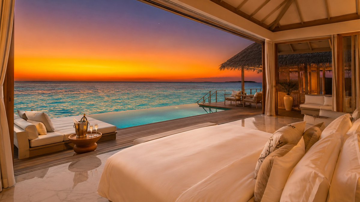 马尔代夫水上别墅奢华视觉效果 / Maldivian Overwater Villa Luxury Visual，人像与摄影，人像、产品图、人像与摄影，案例输出图 1