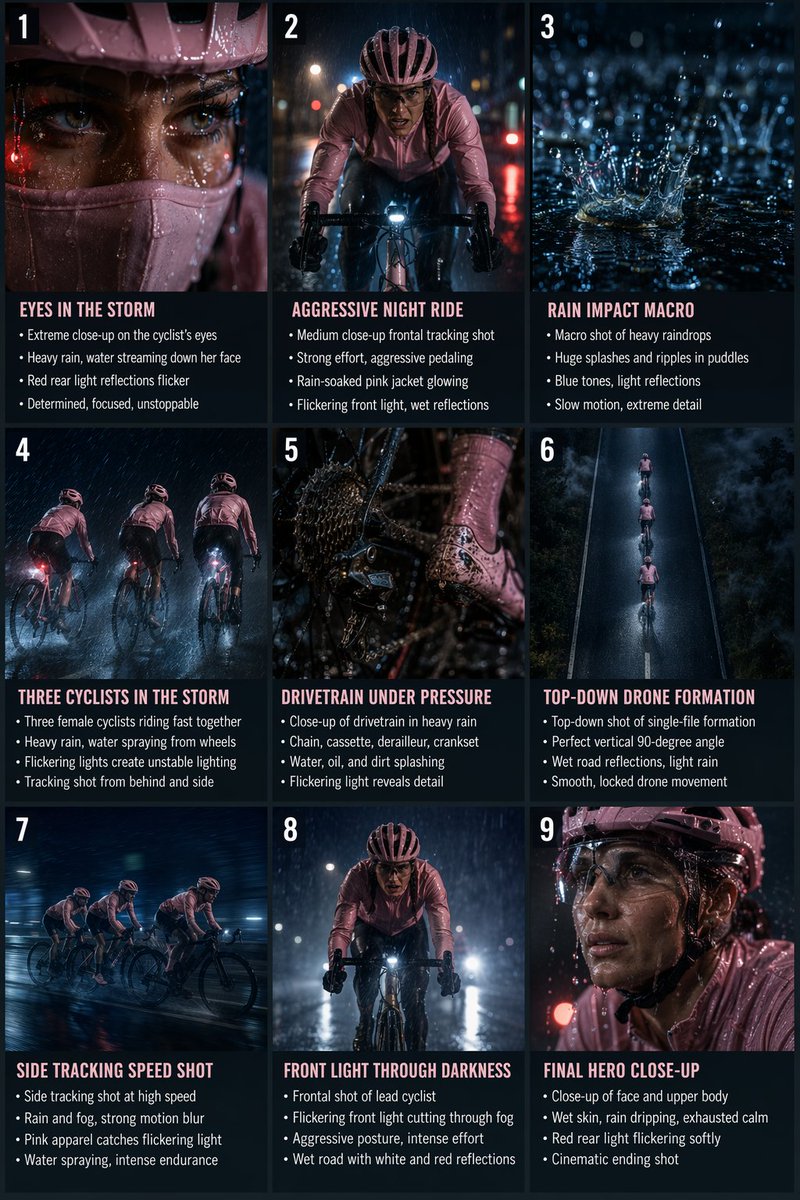 夜雨分镜信息图 / Night Rain Storyboard Infographic，角色设计，35mm、电影感、插画，案例输出图 1