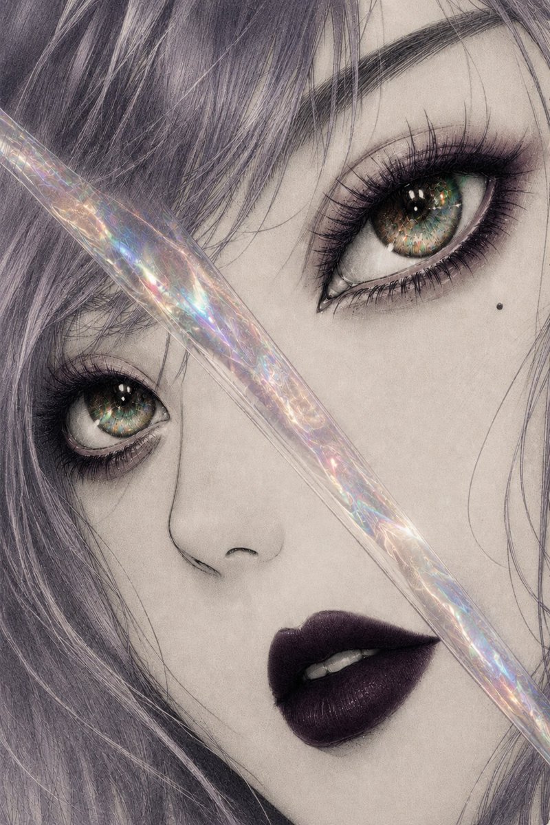 虹彩玻璃哥特美学肖像 / Iridescent Glass Gothic Beauty Portrait，人像与摄影，人像、时尚、竖版，案例输出图 3