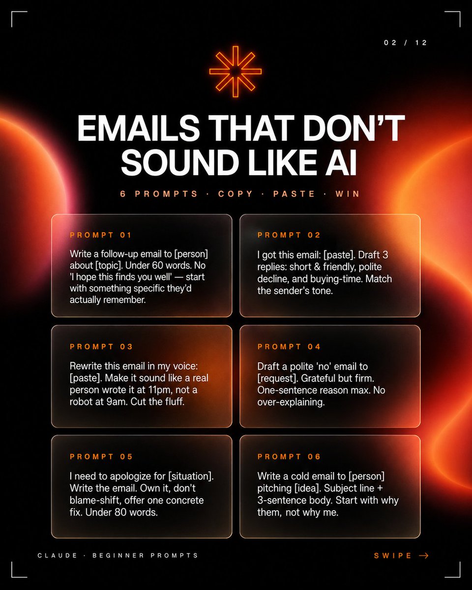 AI 邮件提示词轮播图 Slides / AI Email Prompts Carousel Slide，人像与摄影，霓虹、人像、电影感，案例输出图 1