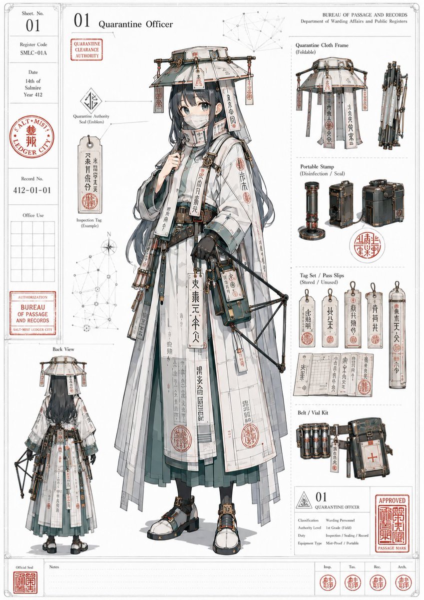 检疫官档案表 / Quarantine Officer Dossier Sheet，角色设计，人像、插画、角色，案例输出图 1