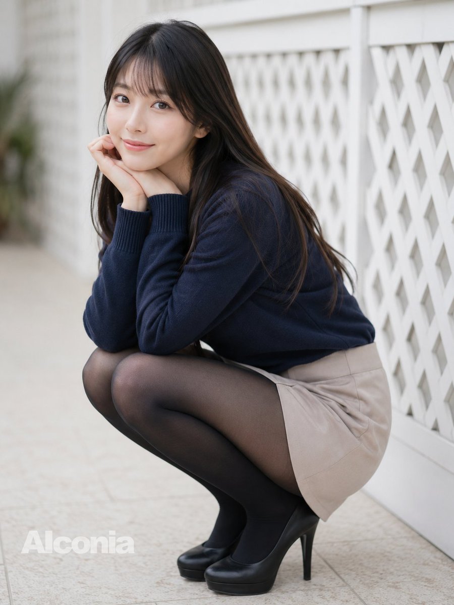 户外时尚蹲姿人像 / Crouching Outdoor Fashion Portrait，人像与摄影，人像、时尚、竖版，案例输出图 1