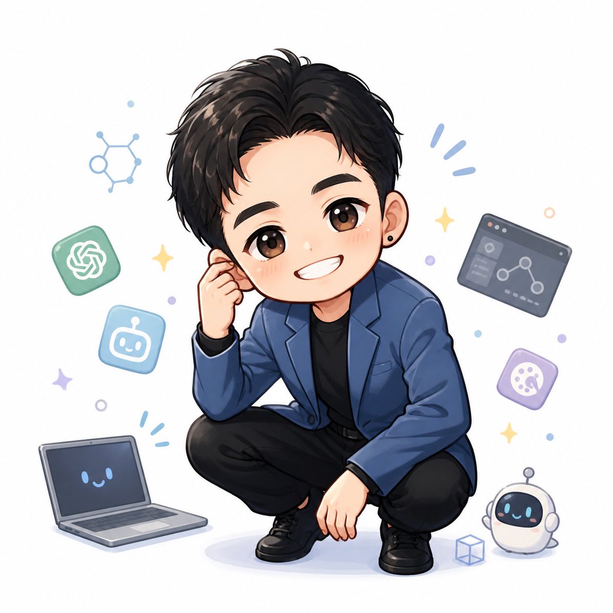 受审查的 Q 版 AI 工程师 / Censored Chibi AI Engineer，角色设计，人像、插画、角色，案例输出图 1