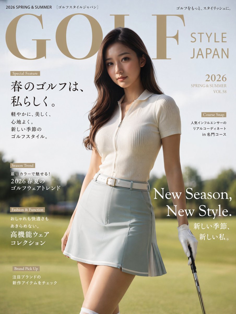 日系高尔夫时尚杂志封面 / Japanese Golf Fashion Magazine Cover，人像与摄影，人像、时尚、排版，案例输出图 1