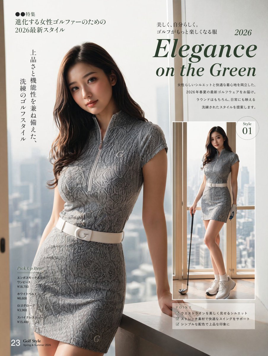 果岭上的优雅杂志页面 / Elegance on the Green Magazine Page，人像与摄影，人像、时尚、城市视觉，案例输出图 1