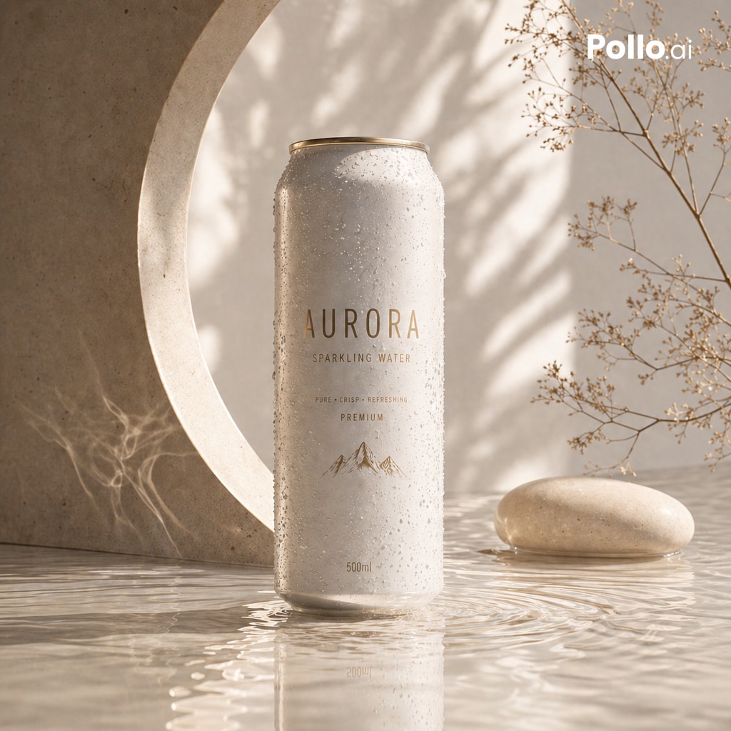 奢华气泡水罐头广告 / Luxury Sparkling Water Can Ad，人像与摄影，人像、插画、极简，案例输出图 1
