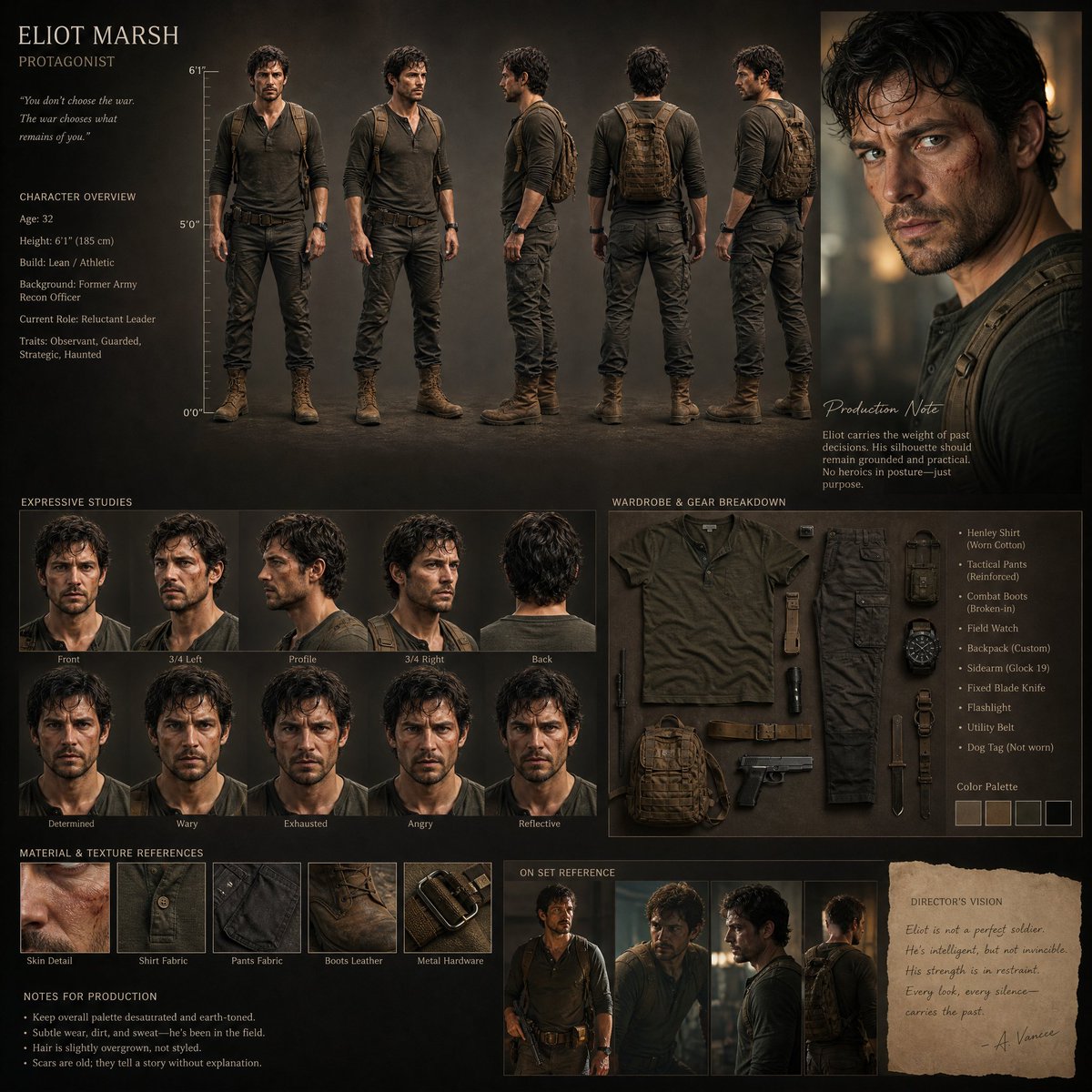 写实角色设计项目 / Realistic Character Design Board,角色设计,35mm、人像、电影感,案例输出图 1