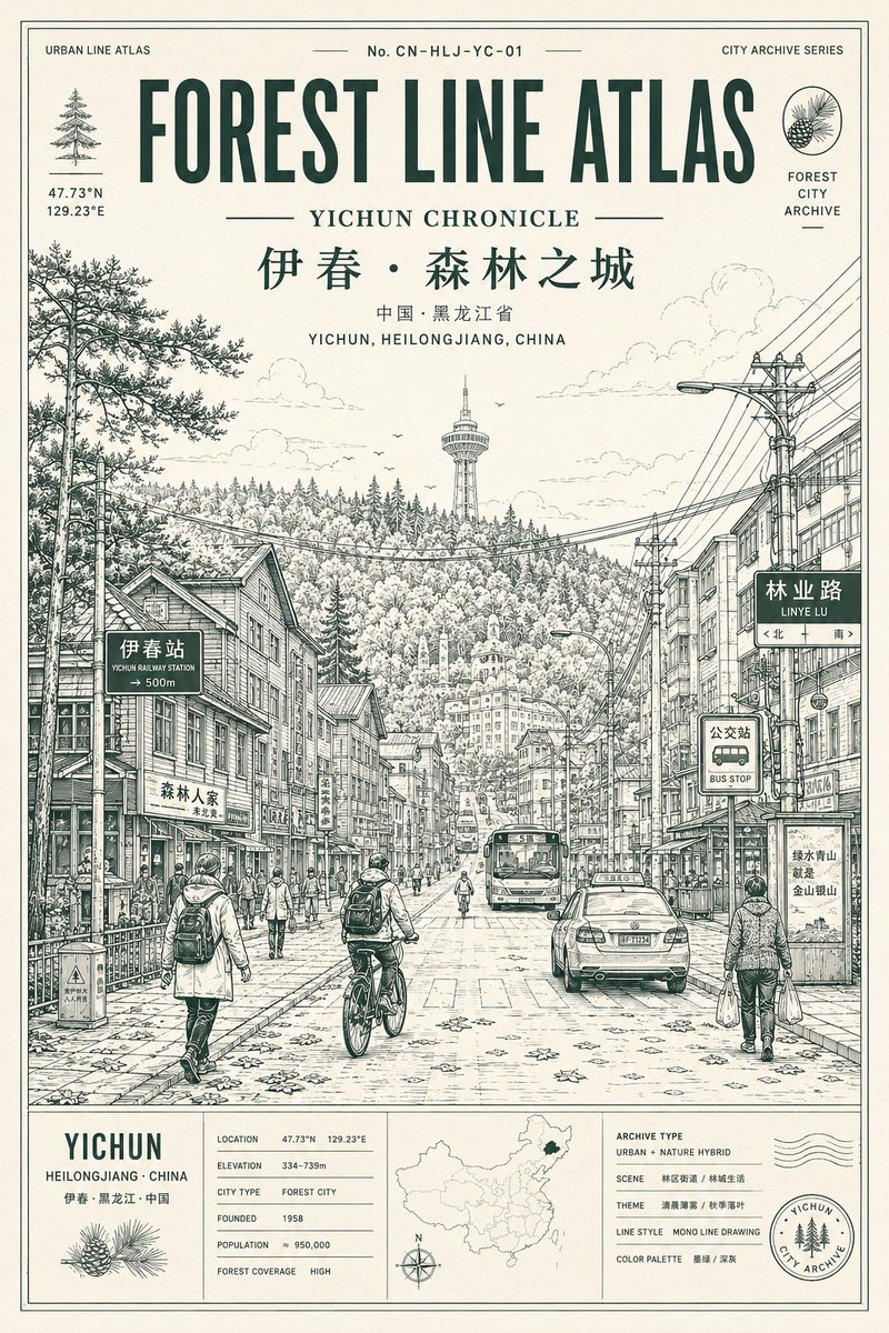 城市线条图集海报 / Urban Line Atlas Poster,角色设计,时尚、海报、插画,案例输出图 1