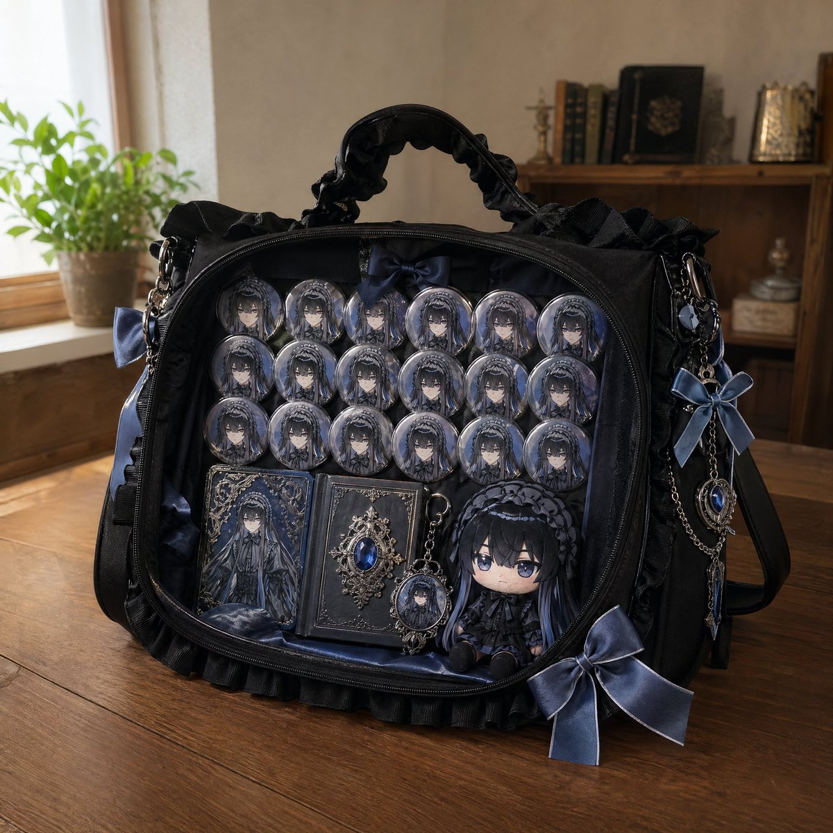 动漫痛包 (Ita-bag) 效果图生成 / Anime Ita-bag Mockup，UI 与社交媒体截图，UI、截图、角色，案例输出图 1