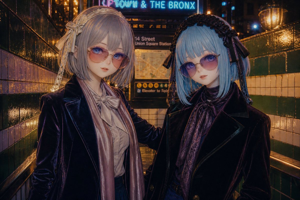哥特萝莉地铁时尚人像 / Gothic Lolita Subway Fashion Portrait，角色设计，人像、电影感、时尚，案例输出图 1