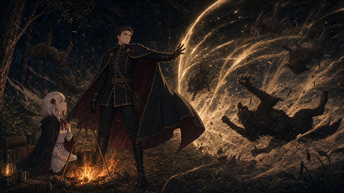 森林营地魔法之战 / Forest Camp Magic Battle,角色设计,电影感、插画、角色,案例输出图 1