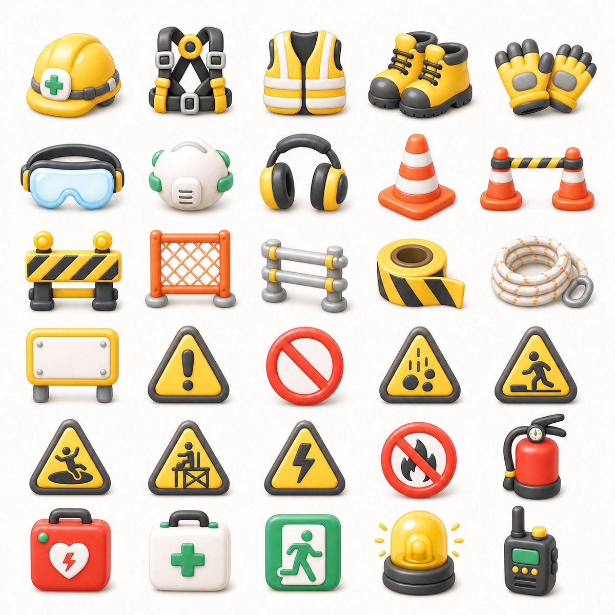 3D 建筑安全图标集 / 3D Construction Safety Icon Set,角色设计,角色、排版、角色设计,案例输出图 1