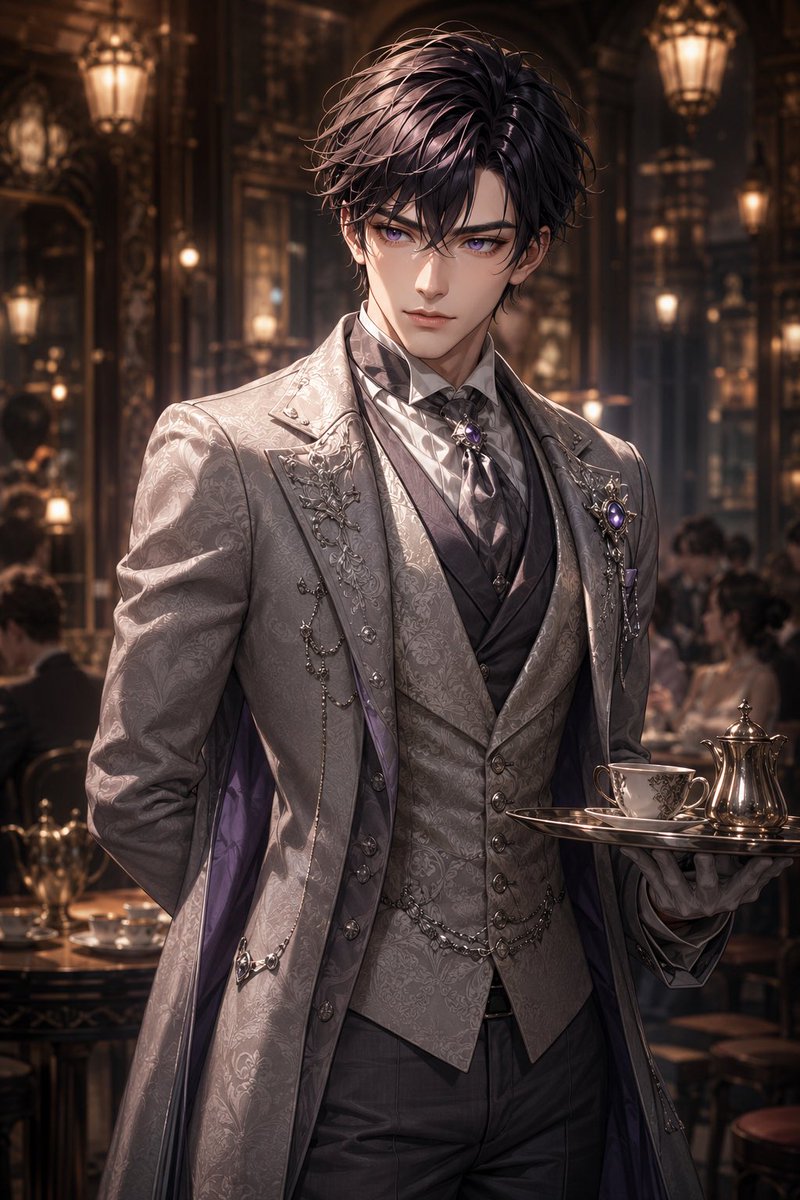 大马士革哥特风管家肖像 / Damask Gothic Butler Portrait,角色设计,人像、电影感、插画,案例输出图 1