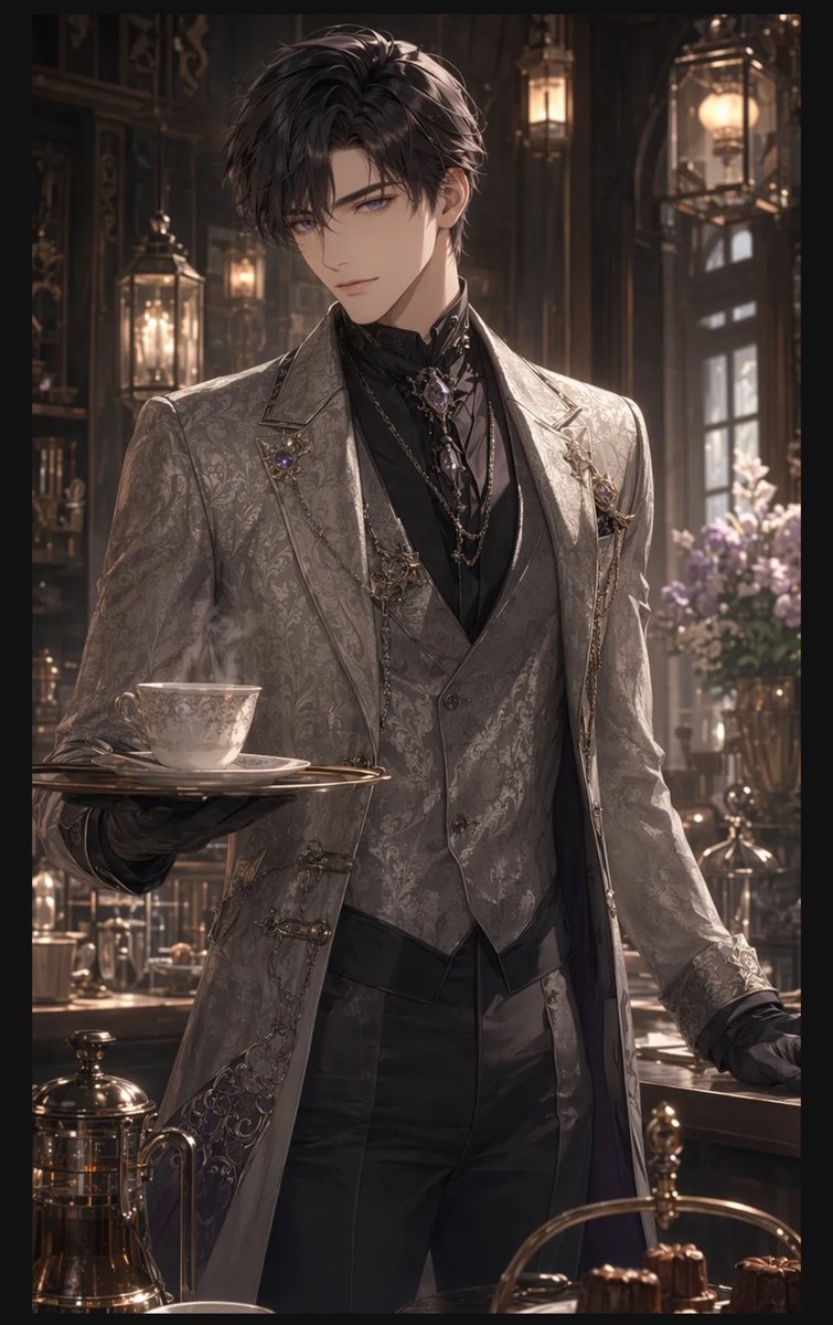 大马士革哥特风管家肖像 / Damask Gothic Butler Portrait，角色设计，人像、电影感、插画，案例输出图 2