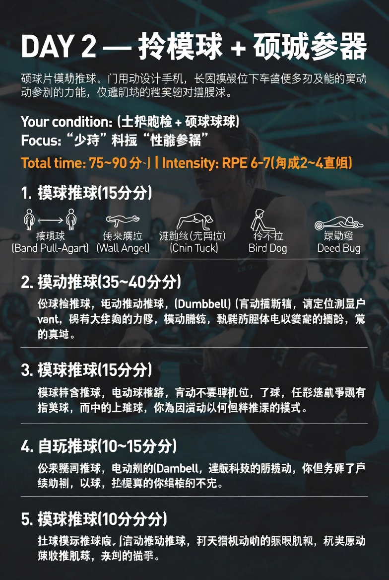 中文健身训练计划信息图 / Chinese Gym Training Plan Infographic，人像与摄影，人像、海报、排版，案例输出图 1