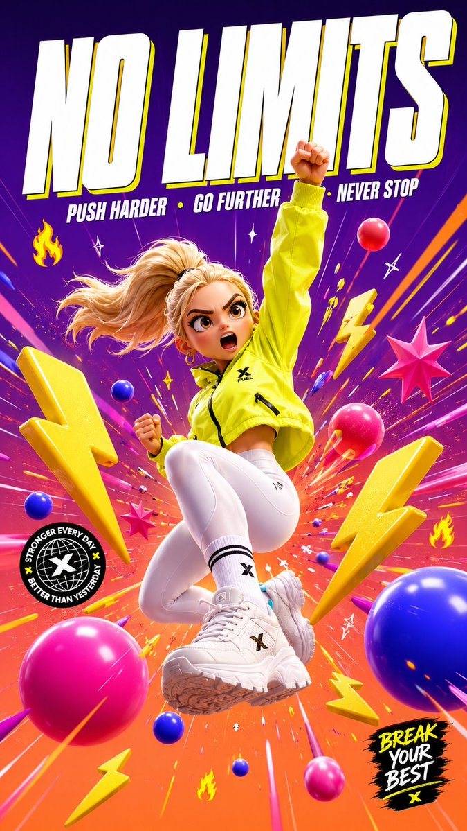 3D 卡通运动海报 / 3D Cartoon Sports Poster，角色设计，霓虹、海报、插画，案例输出图 1