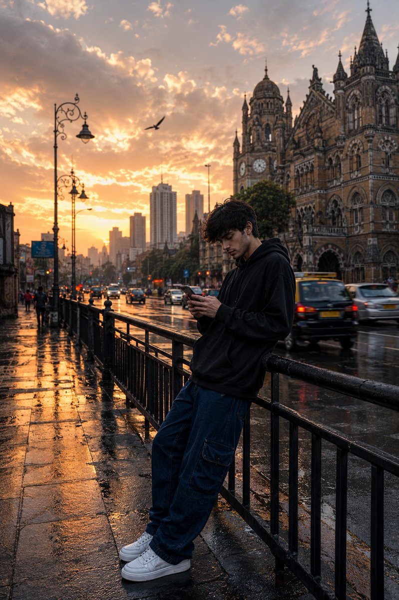 孟买雨中街头摄影 / Mumbai Rainy Street Photography，人像与摄影，35mm、人像、电影感，案例输出图 1