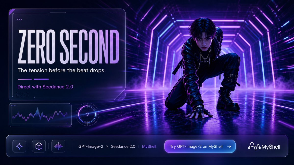 赛博朋克 AI 发布横幅 / Cyberpunk AI Launch Banner，UI 与社交媒体截图，霓虹、电影感、UI，案例输出图 1
