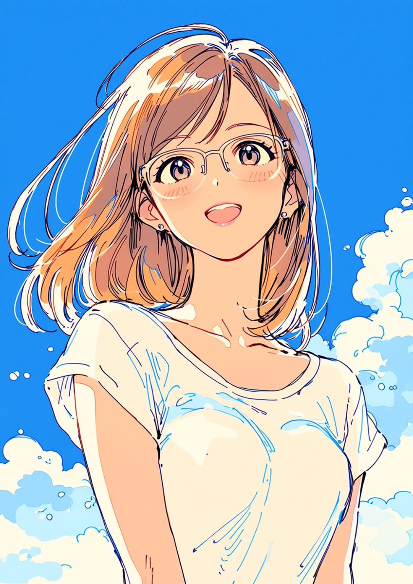 夏季动漫少女肖像 / Summer Anime Girl Portrait，角色设计，人像、海报、插画，案例输出图 1