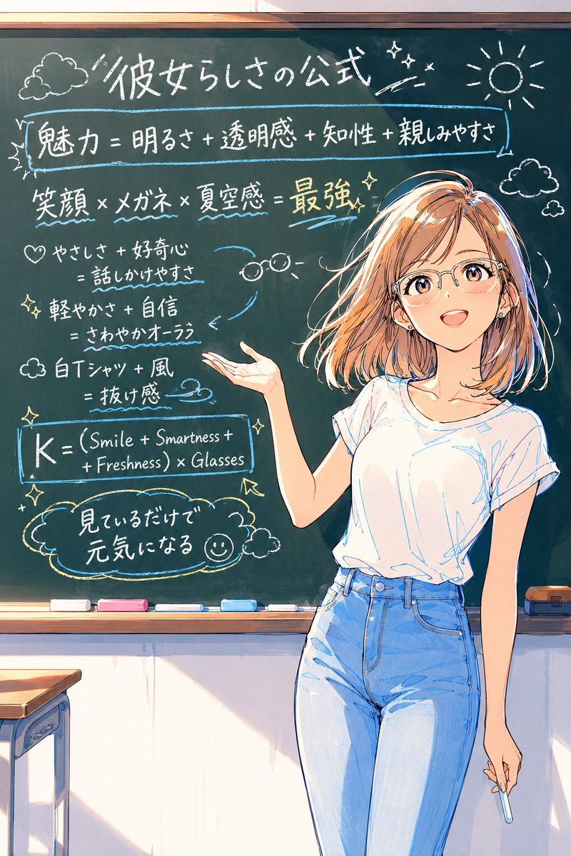 动漫黑板角色公式 / Anime Chalkboard Character Formula，角色设计，人像、时尚、插画，案例输出图 1