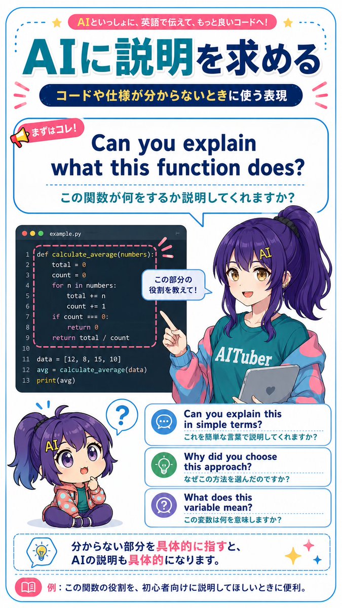 AI 代码解释英语学习海报 / AI Code Explanation English Poster，角色设计，人像、海报、插画，案例输出图 1