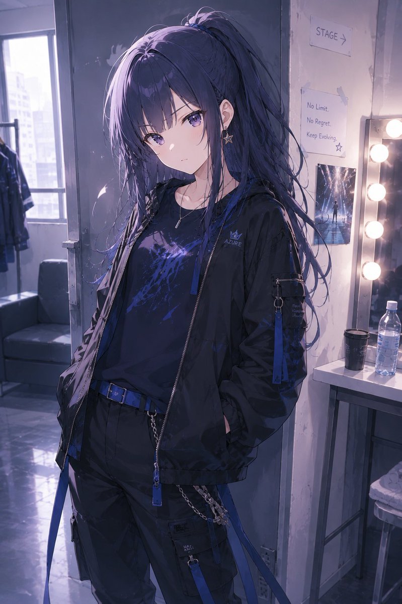 酷炫动漫偶像后台 / Cool Anime Idol Backstage，角色设计，人像、电影感、海报，案例输出图 1