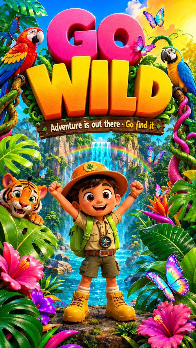 3D 丛林探险海报 / 3D Jungle Adventure Poster,角色设计,海报、插画、角色,案例输出图 1