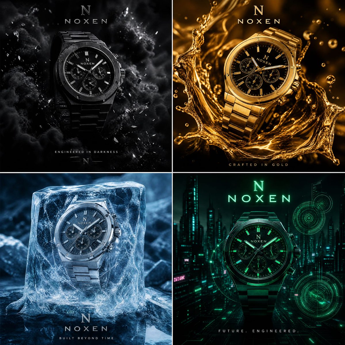 NOXEN 四维腕表广告 / NOXEN Four Dimensions Watch Ad,人像与摄影,霓虹、人像、电影感,案例输出图 1