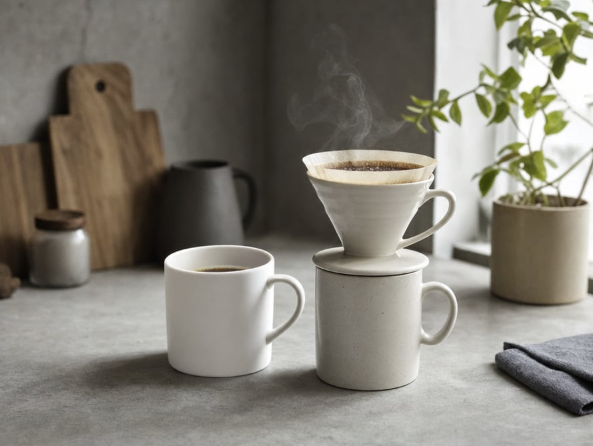 极简手冲咖啡场景 / Minimal Pour-Over Coffee Scene，人像与摄影，人像、时尚、极简，案例输出图 1