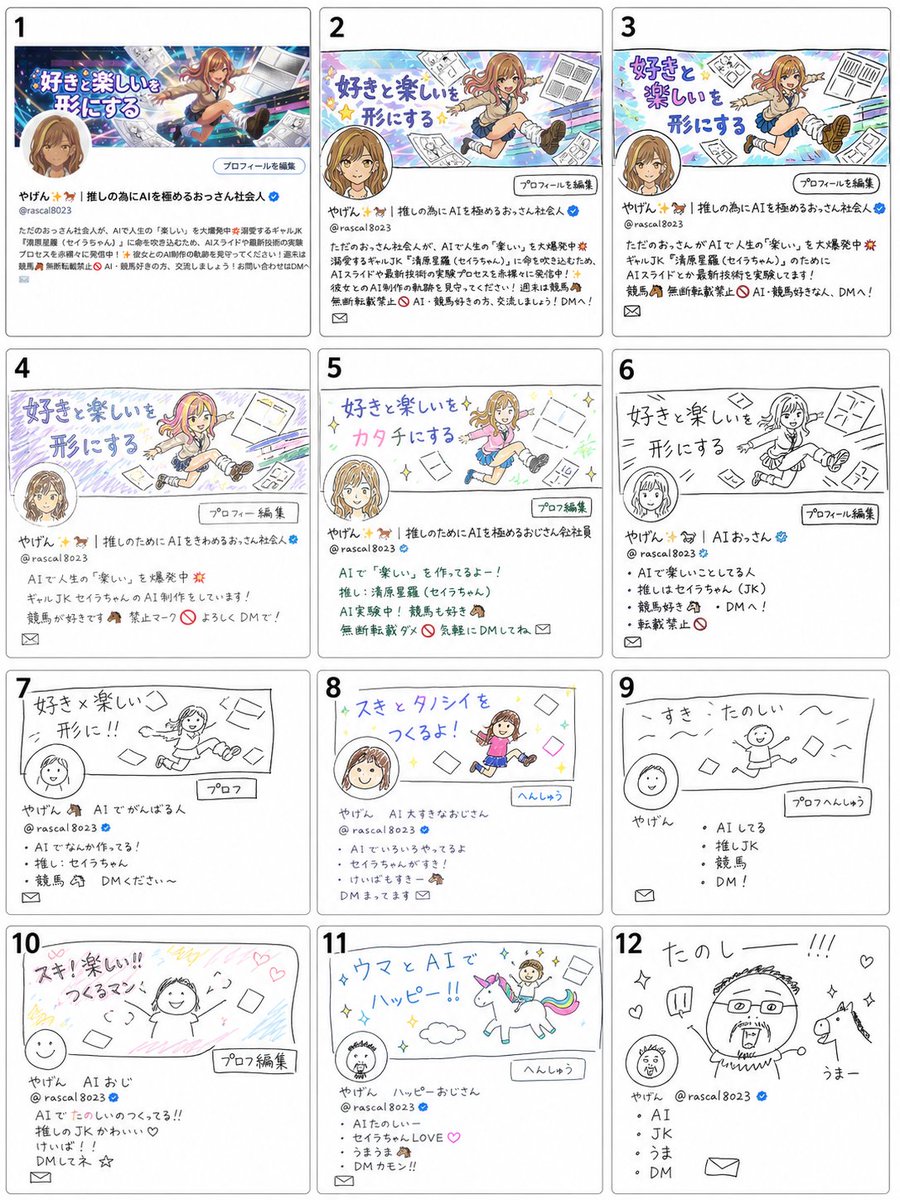 视觉版“传声筒”游戏网格 / Visual Telephone Game Grid，角色设计，插画、角色、角色设计，案例输出图 2