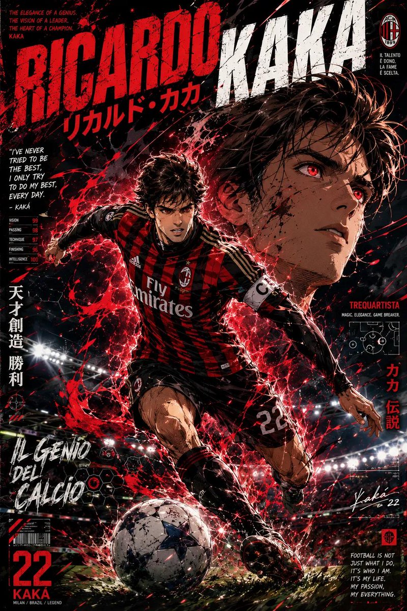 动漫足球传奇海报 / Anime Football Legend Poster,UI 与社交媒体截图,电影感、时尚、海报,案例输出图 1