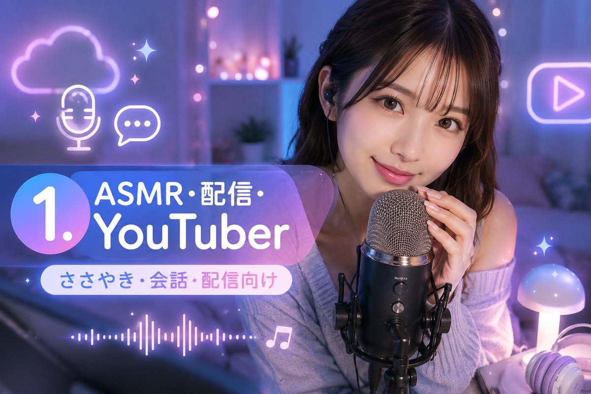 ASMR YouTuber 缩略图 / ASMR YouTuber Thumbnail,角色设计,霓虹、电影感、海报,案例输出图 1