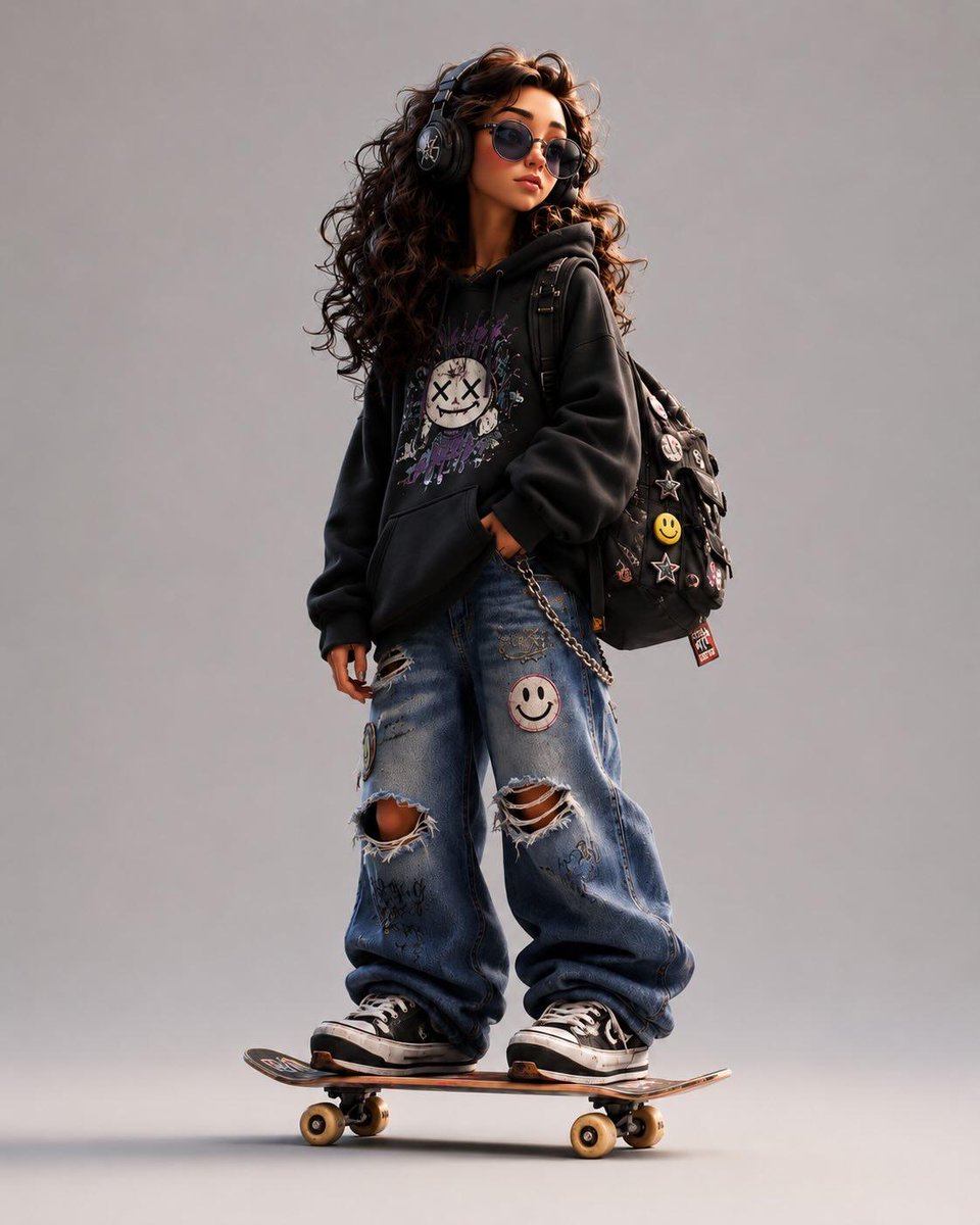 风格化 3D 城市滑板少年角色 / Stylized 3D Urban Skater Character，角色设计，人像、电影感、时尚，案例输出图 1