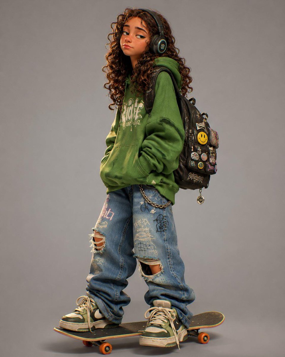 风格化 3D 城市滑板少年角色 / Stylized 3D Urban Skater Character，角色设计，人像、电影感、时尚，案例输出图 2