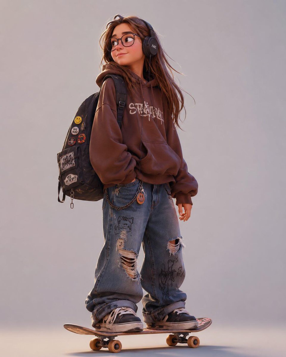 风格化 3D 城市滑板少年角色 / Stylized 3D Urban Skater Character，角色设计，人像、电影感、时尚，案例输出图 4