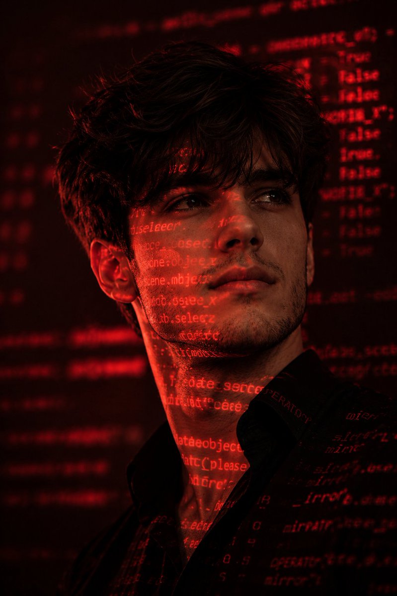 赛博朋克黑客红色肖像 / Cyberpunk Hacker Red Portrait,人像与摄影,人像、电影感、时尚,案例输出图 1
