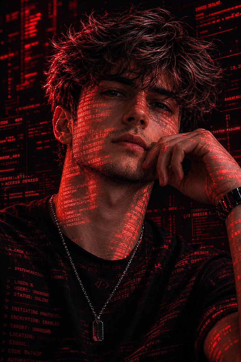 赛博朋克黑客红色肖像 / Cyberpunk Hacker Red Portrait，人像与摄影，人像、电影感、时尚，案例输出图 2