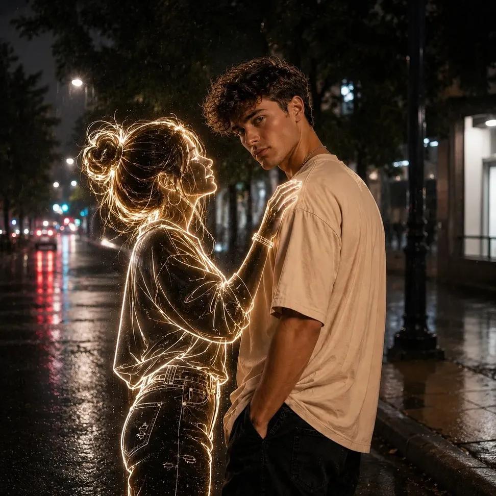 霓虹幽灵夜间人像 / Neon Ghost Night Portrait，角色设计，霓虹、人像、电影感，案例输出图 1