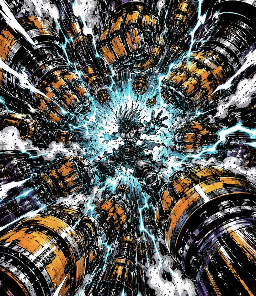 动态机甲战斗漫画风格 / Dynamic Mecha Combat Manga Style,角色设计,海报、插画、角色,案例输出图 1