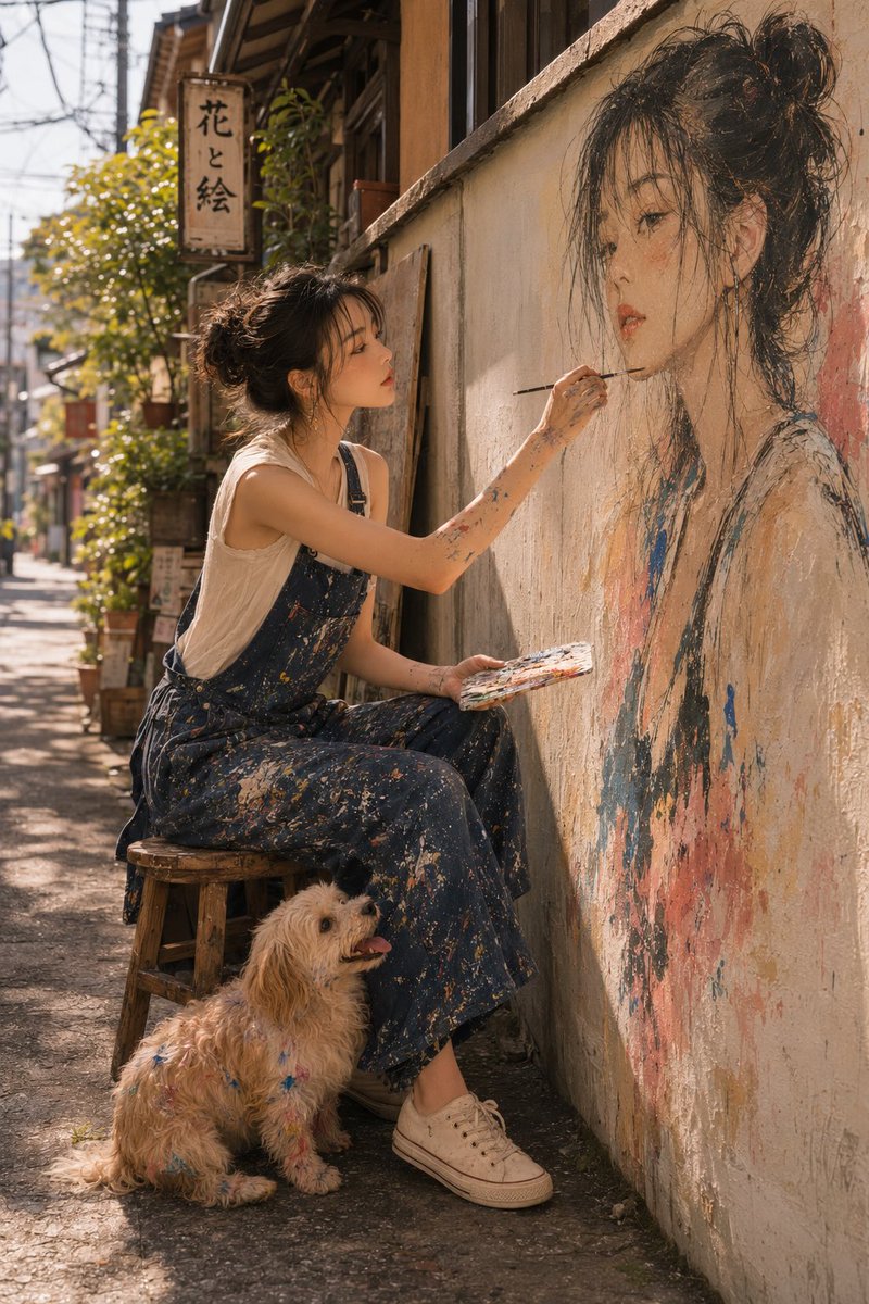 写实户外艺术家肖像 / Realistic Outdoor Artist Portrait，人像与摄影，35mm、人像、电影感，案例输出图 1
