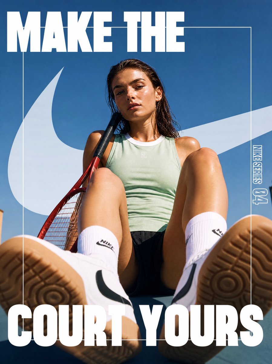 网球购物车运动服海报 / Tennis Cart Sportswear Poster，人像与摄影，霓虹、人像、时尚，案例输出图 2