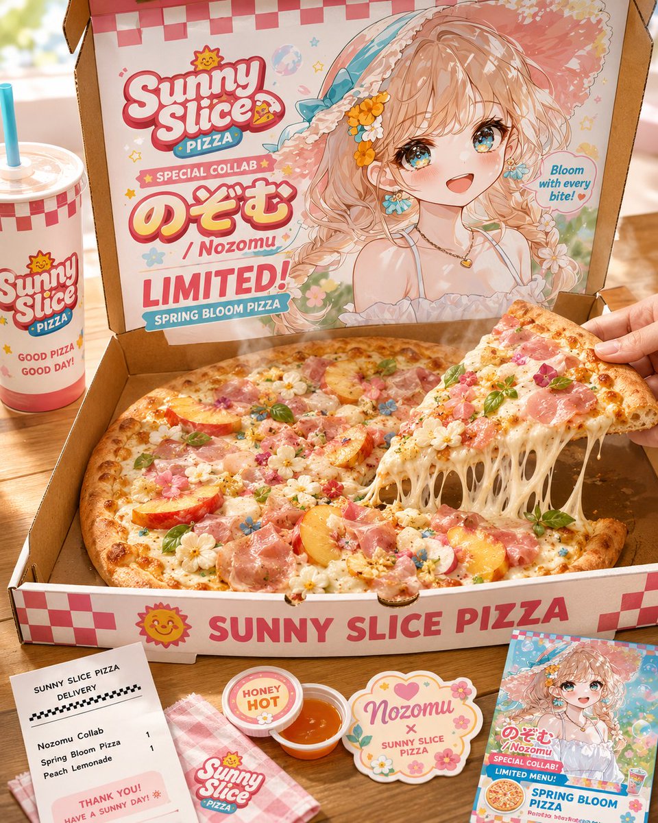 Sunny Slice 动漫披萨联名广告 / Sunny Slice Anime Pizza Collab Ad，角色设计，海报、角色、二次元，案例输出图 1