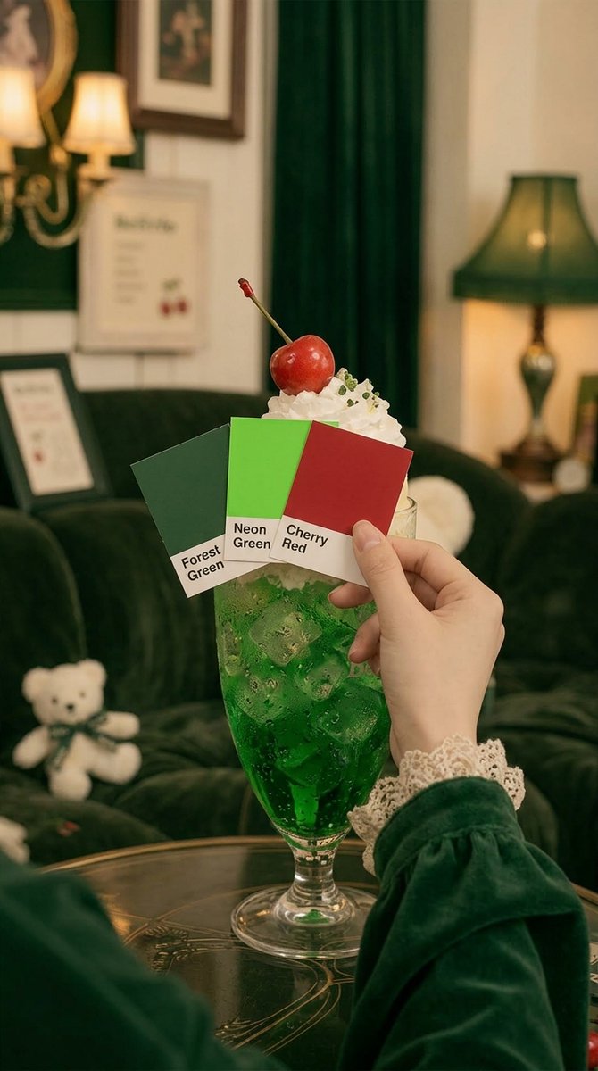 复古奶油苏打绿配色研究 / Retro Green Cream Soda Color Study，人像与摄影，35mm、霓虹、人像，案例输出图 1