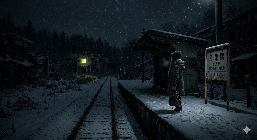 雪中哥特式废弃火车站 / Snowy Gothic Abandoned Railway Station，角色设计，35mm、电影感、插画，案例输出图 2