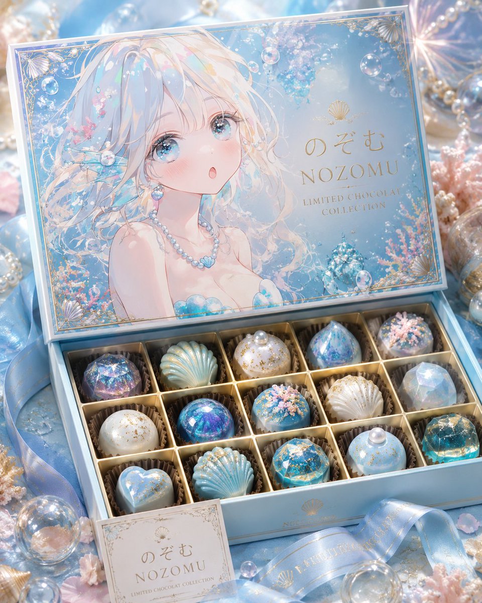 奢华海洋公主巧克力礼盒 / Luxury Ocean Princess Chocolate Box，角色设计，插画、角色、二次元，案例输出图 1