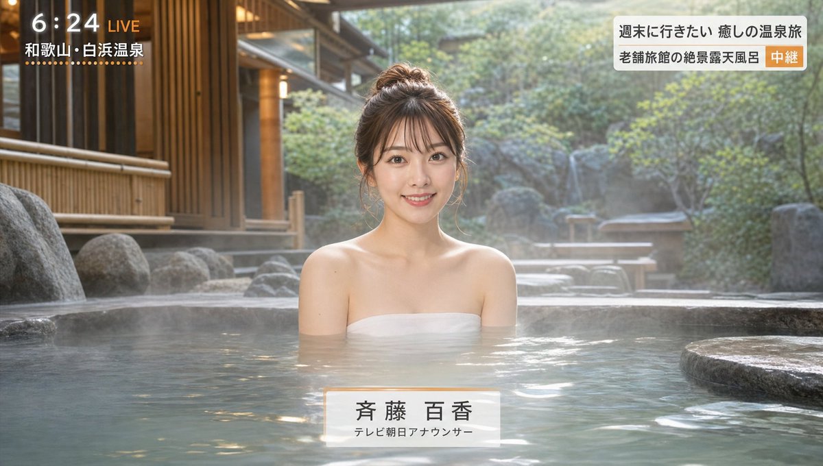 温泉电视节目报道场景 / Japanese Hot Spring TV Report，海报与插画，海报、插画、城市视觉，案例输出图 1